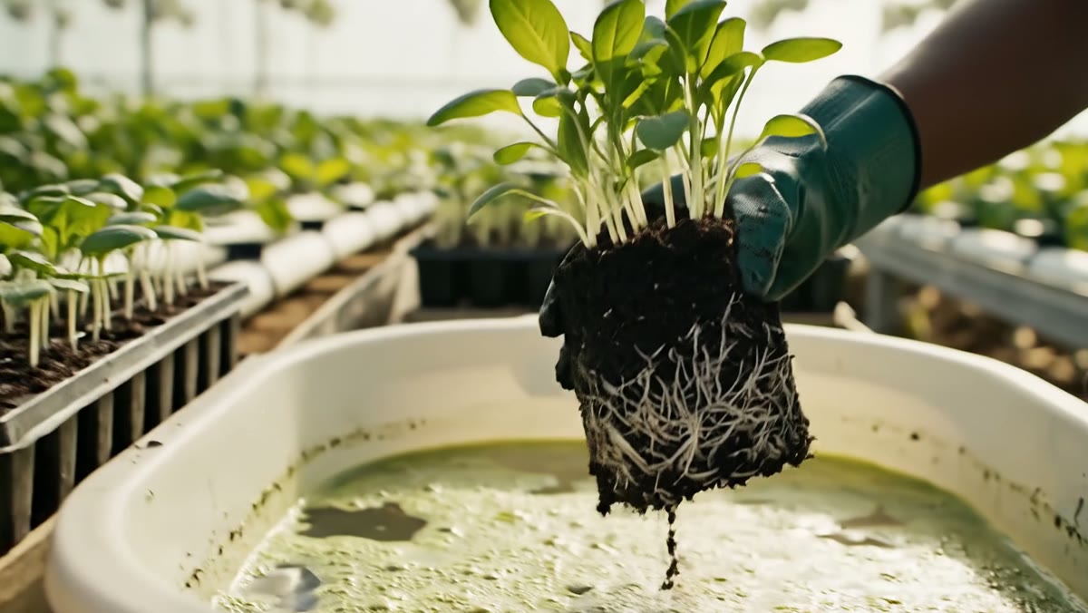 Fidenin kök topağı Bacillus'lu suya daldırılıyor